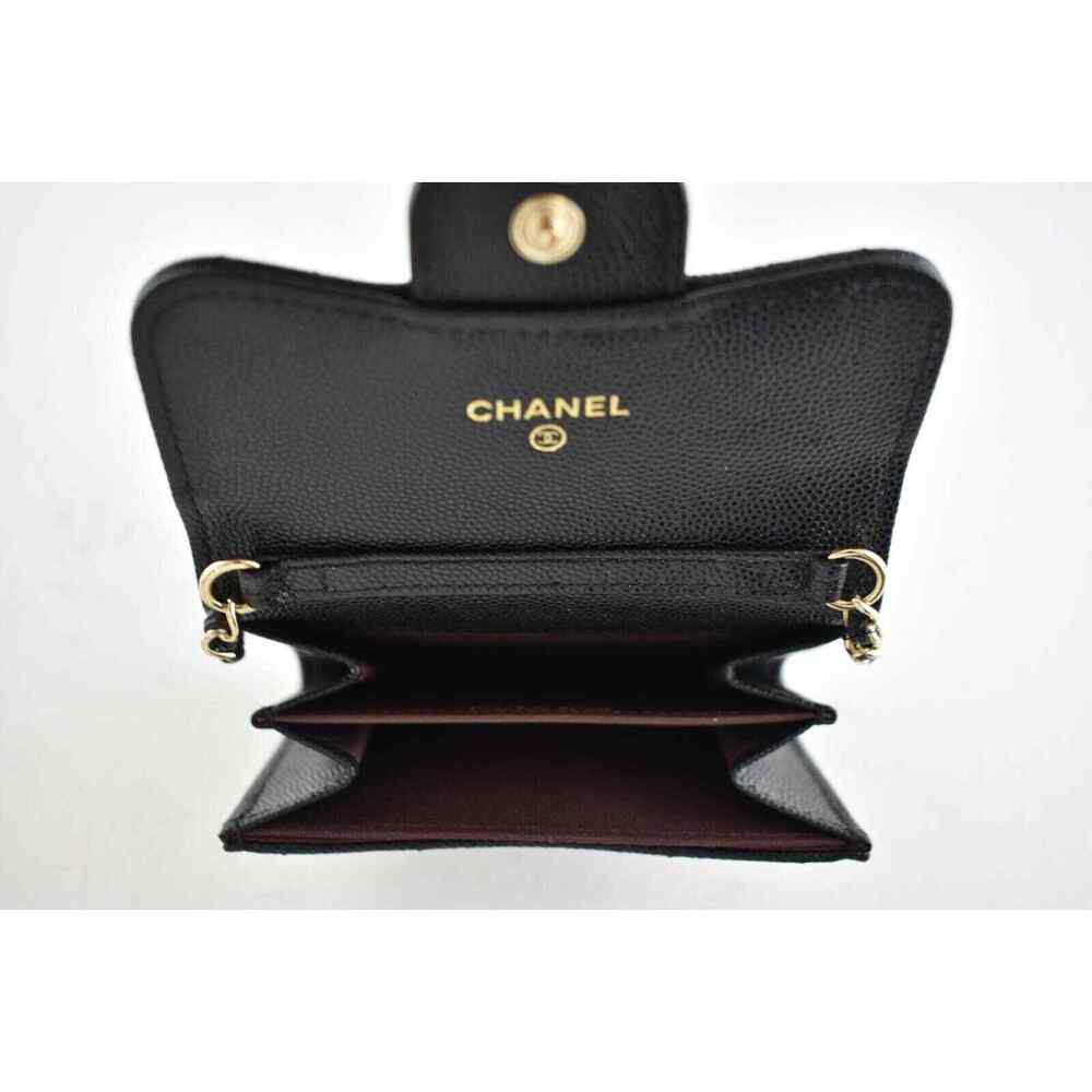 Chanel 22C Black Caviar Mini Wallet On Chain Gold Card Shoulder Crossbody Bag - Picture 10 of 10